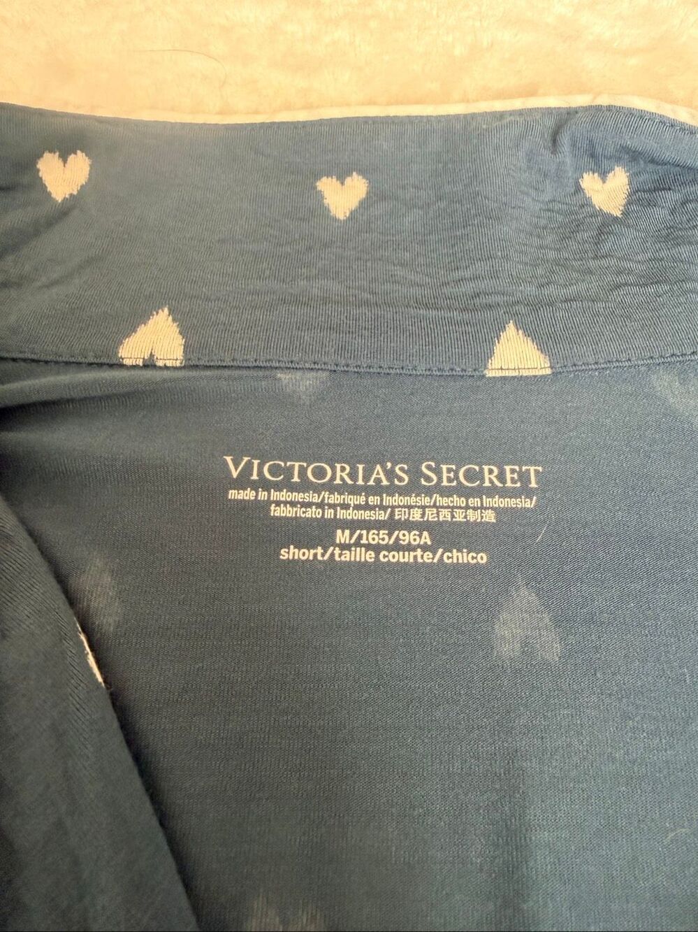 Victoria’s Secret Blue Heart Long Pajama Set Medium Short - Picture 6 of 8